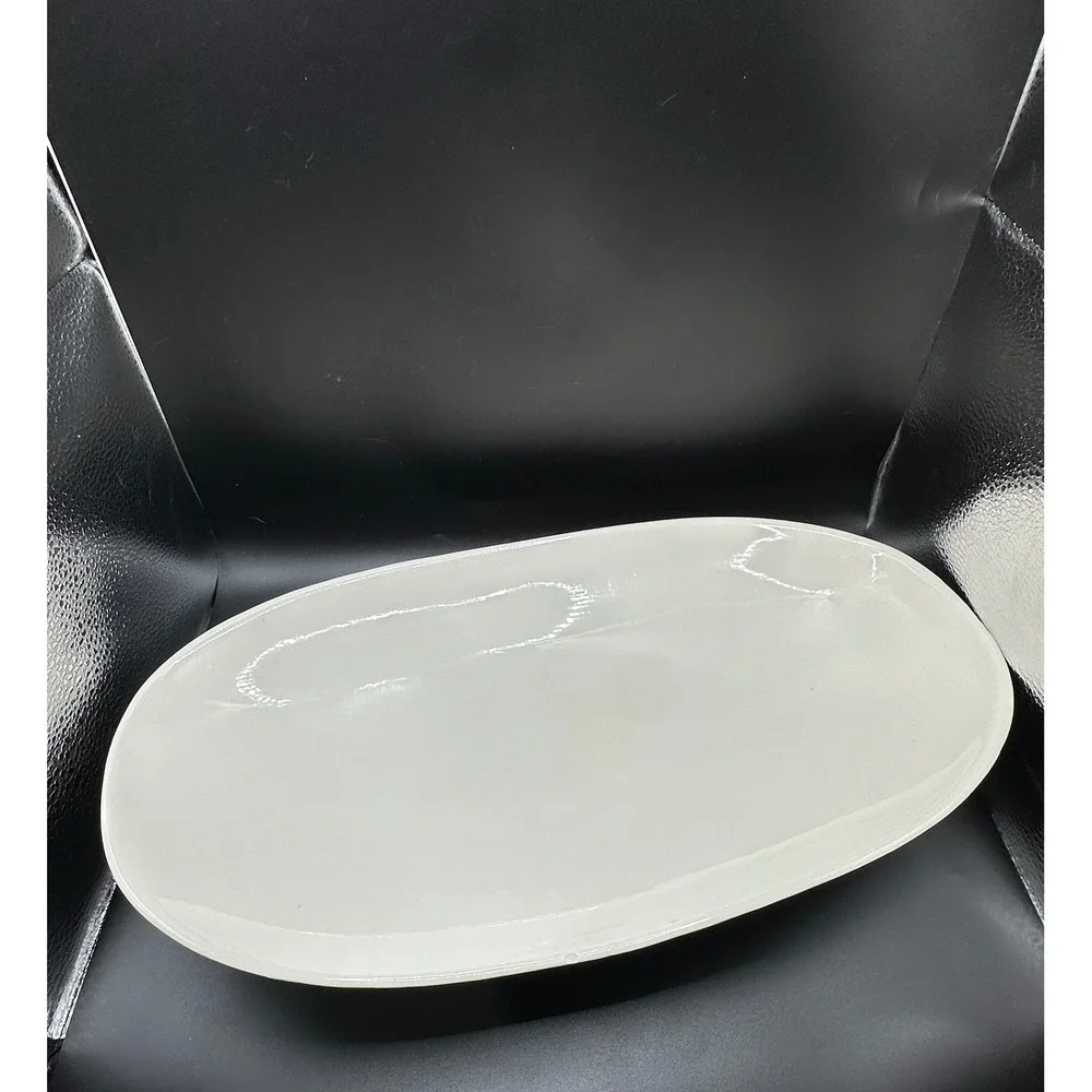 Handcrafted Cream White Ceramic Oval Serving Platter Stoneware 15in set is 2